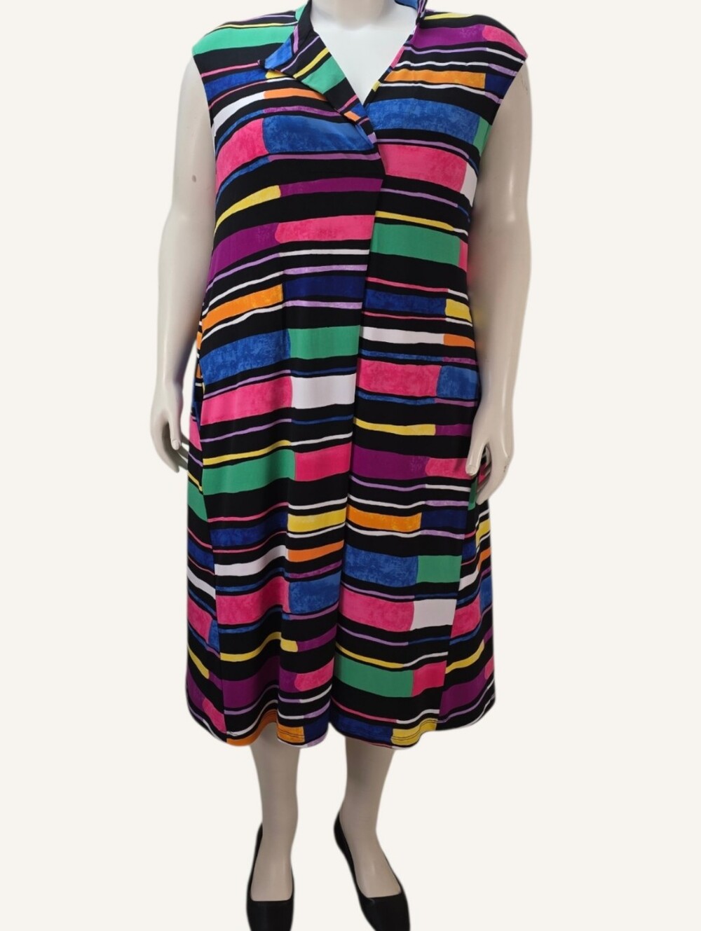 NWT Joseph Ribkoff Size 22 Multicolor Stripe Trapeze Dress Pockets Canada